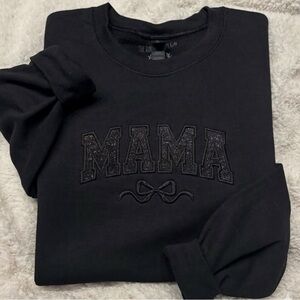 Mama Glitter Embroidered Sweater